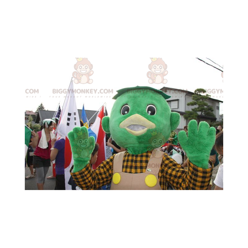 Costume da mascotte da uomo verde BIGGYMONKEY™ con tuta e Costume da mascotte da uomo verde BIGGYMONKEY™ con tuta e