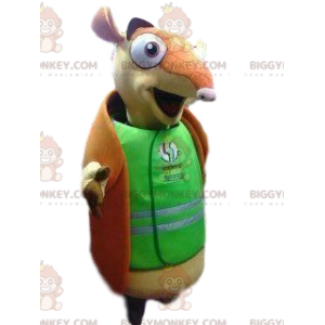 Armadillo BIGGYMONKEY™ Mascot Costume with Green Supporter
