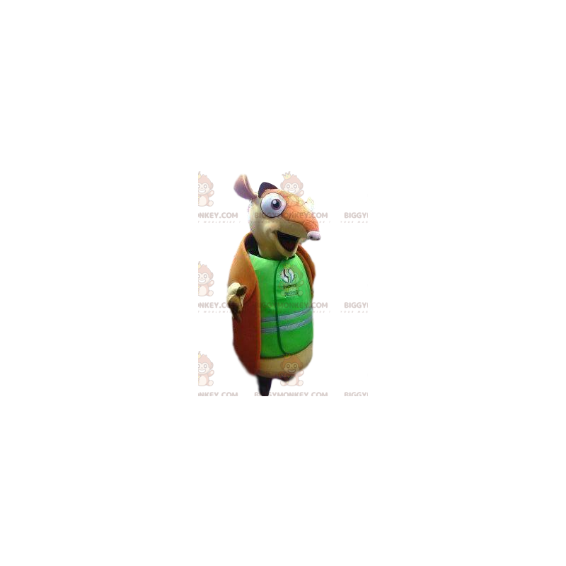 Armadillo BIGGYMONKEY™ maskotkostume med grøn supporterskjorte Armadillo BIGGYMONKEY™ maskotkostume med grøn supporterskjorte
