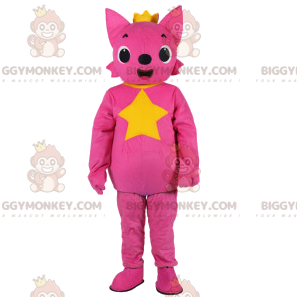 Costume de mascotte BIGGYMONKEY™ de renard rose coiffé d'une