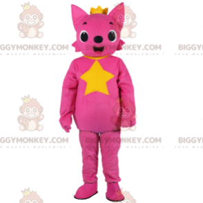 Disfraz de mascota BIGGYMONKEY™ de zorro rosa con una hermosa corona dorada - Mascotas zorro - BiggyMonkey.com