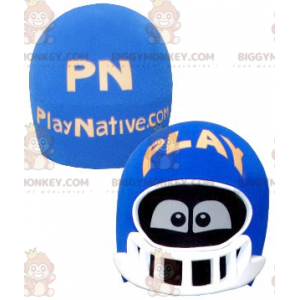 Blue and White Helmet Head BIGGYMONKEY™ Mascot Costume with