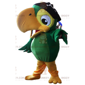 BIGGYMONKEY™ Mascot Costume Green Parrot In Pirate Outfit -