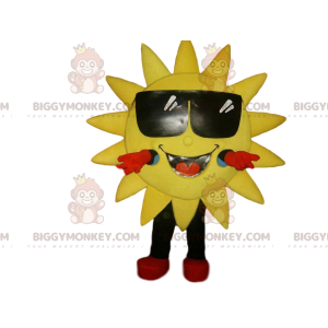 Hymyilevä aurinko ja aurinkolasit BIGGYMONKEY™ maskottiasu -