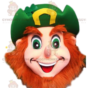 BIGGYMONKEY™ Mascot Costume Happy Bearded Leprechaun With Green