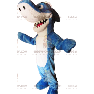 Impresionante y divertido disfraz de mascota de tiburón azul y