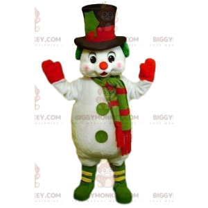 BIGGYMONKEY™ Cute Snowman Mascot Costume and Black Hat –