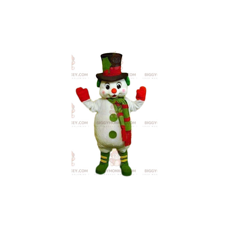 BIGGYMONKEY™ Cute Snowman Mascot Costume and Black Hat -