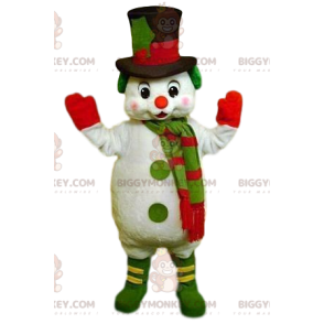 BIGGYMONKEY™ Süßes Schneemann-Maskottchen-Kostüm und schwarzer