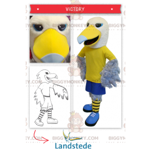 BIGGYMONKEY™ Mascot Costume Yellow and White Eagle Sporty