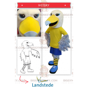 Costume de mascotte BIGGYMONKEY™ d'aigle jaune et blanc en