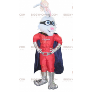Bunny BIGGYMONKEY™ maskotkostume klædt ud som superhelt -