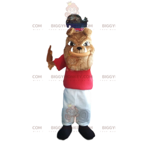 Costume de mascotte BIGGYMONKEY™ de bull-dog avec un maillot