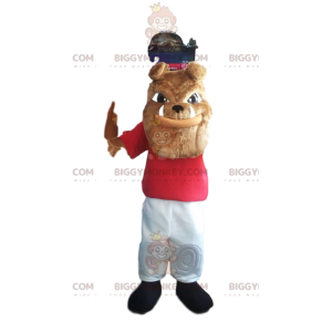  Στολή μασκότ Bulldog BIGGYMONKEY™ με κόκκινο πουκάμισο - Μασκότ σκυλιών - BIGGYMONKEY_011595 - BiggyMonkey.com