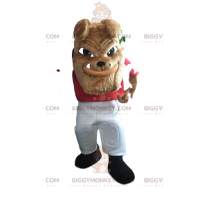Στολή μασκότ Μπουλντόγκ BIGGYMONKEY™ με κόκκινο πουκάμισο υποστηρικτή