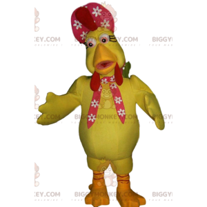 Disfraz de mascota BIGGYMONKEY™ Gallina amarilla y su sombrero