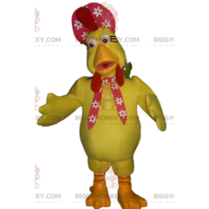 Costume de mascotte BIGGYMONKEY™ de poule jaune et son chapeau