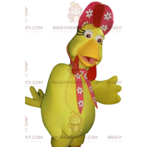 Costume de mascotte BIGGYMONKEY™ de poule jaune et son chapeau