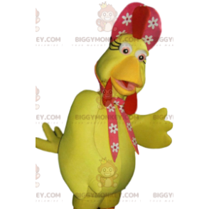 Traje de mascote BIGGYMONKEY™ Galinha amarela e seu chapéu
