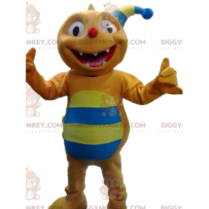 Orange and Blue Comic King Jester BIGGYMONKEY™ Mascot Costume.