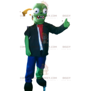 Kostium maskotki BIGGYMONKEY™ potwornego zielonego Frankensteina i jego brązowa bluzka - BiggyMonkey.com