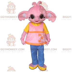 BIGGYMONKEY™ μασκότ στολή Χαριτωμένος ροζ μωρό ελέφαντα και ροζ