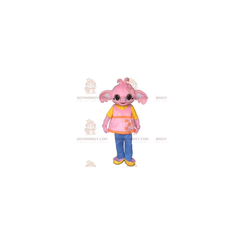 BIGGYMONKEY™ maskotkostume Sød lyserød babyelefant og lyserød BIGGYMONKEY™ maskotkostume Sød lyserød babyelefant og lyserød