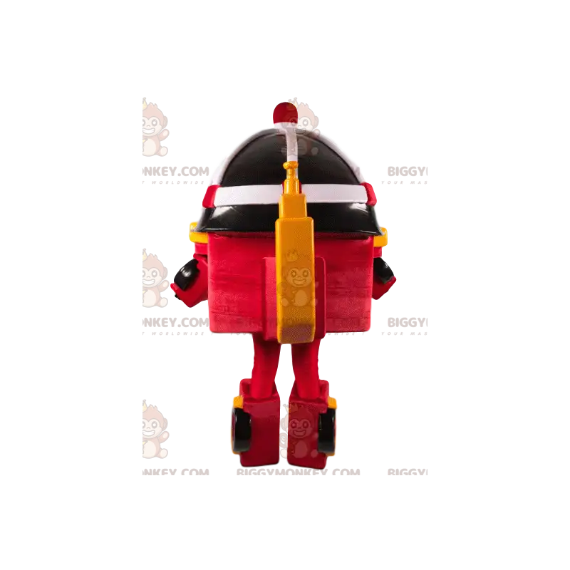 Kostým maskota BIGGYMONKEY™ transformujícího se hasiče a jeho Kostým maskota BIGGYMONKEY™ transformujícího se hasiče a jeho