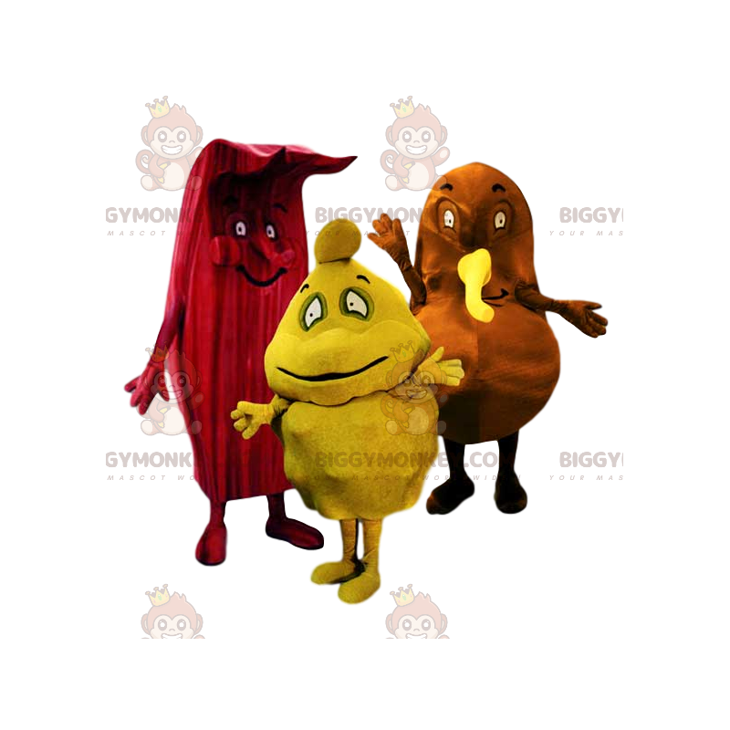 Red, Yellow and Brown Weird BIGGYMONKEY™s Mascot Trio -