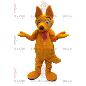 BIGGYMONKEY™ Keltainen Dingo Wolf Funny Face Mascot -asu -