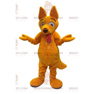 Disfraz de mascota con cara divertida de lobo Dingo amarillo