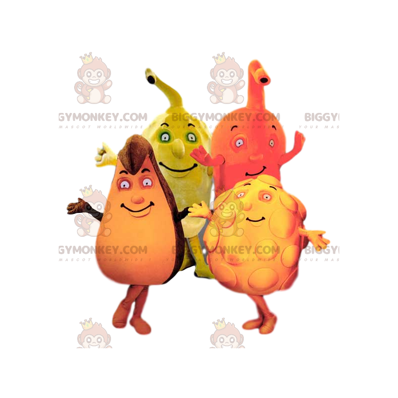 BIGGYMONKEY's mascottekwartet van kleurrijk en komisch fruit -