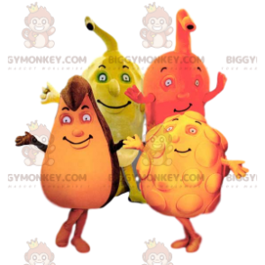 Quatuor de mascotte BIGGYMONKEY™ de fruits colorés et comiques