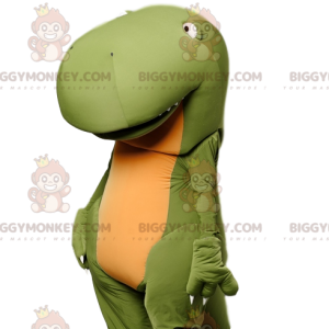 BIGGYMONKEY™ Maskotdräkt Super rolig grön dinosaurie med enorm