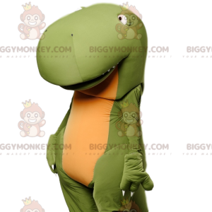 Στολή μασκότ BIGGYMONKEY™ Super Funny Green Dinosaur με τεράστια μύτη - Μασκότ δεινοσαύρων - BiggyMonkey.com