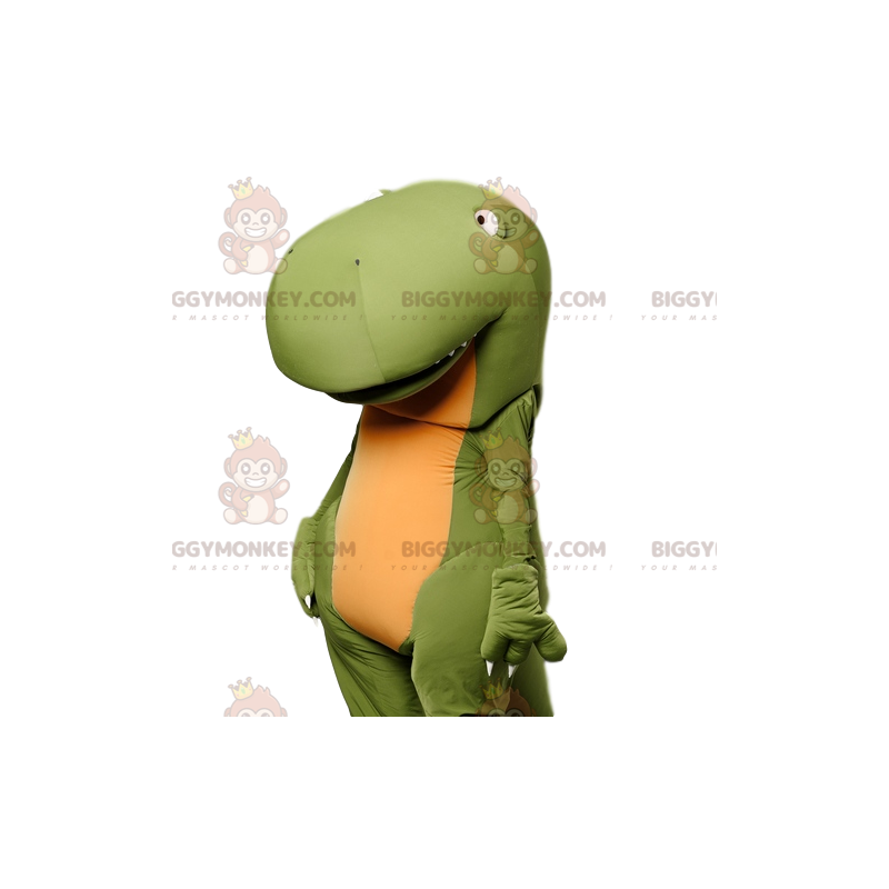 Στολή μασκότ BIGGYMONKEY™ Super Funny Green Dinosaur με τεράστια μύτη - Μασκότ δεινοσαύρων - BiggyMonkey.com