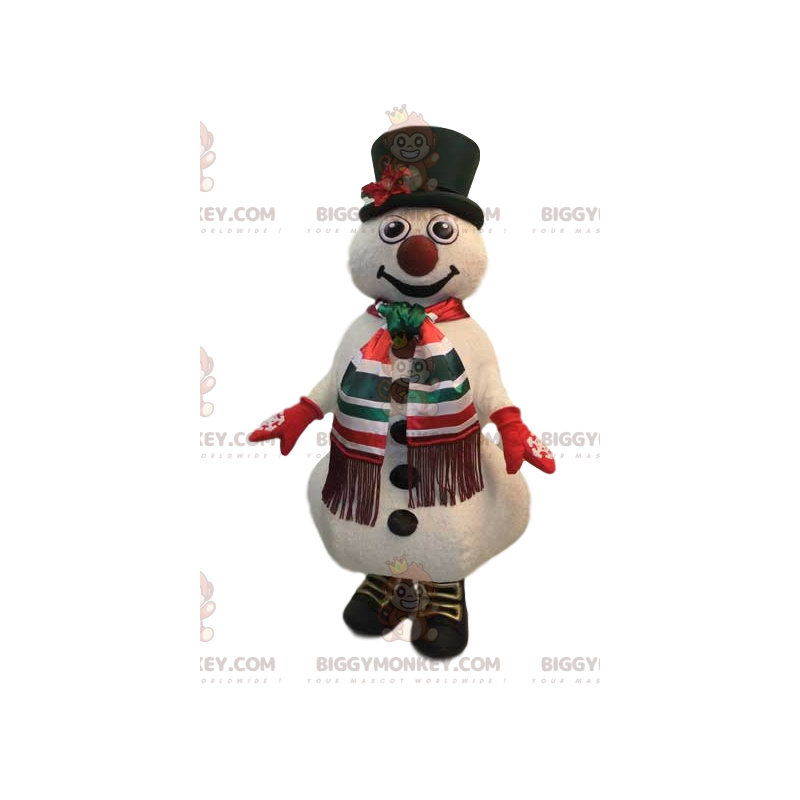 Costume de mascotte BIGGYMONKEY™ de bonhomme de neige jovial Costume de mascotte BIGGYMONKEY™ de bonhomme de neige jovial