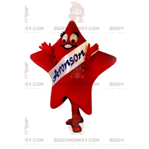 Red Star BIGGYMONKEY™ Mascot Costume with Aronson White Scarf -