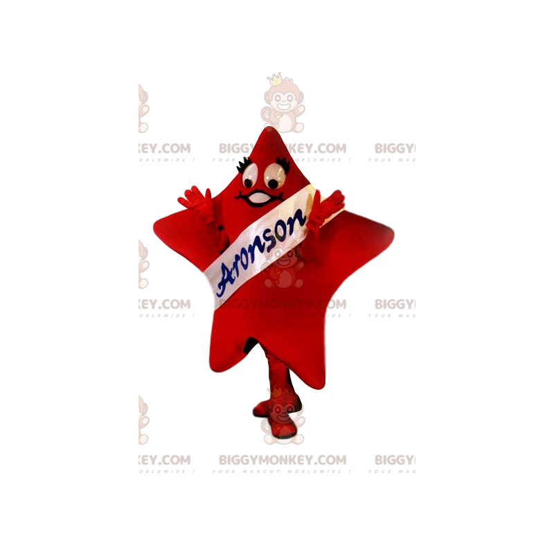 Red Star BIGGYMONKEY™ Mascot Costume with Aronson White Scarf – Red Star BIGGYMONKEY™ Mascot Costume with Aronson White Scarf –