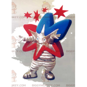 Kostým maskota BIGGYMONKEY™ s červenou, modrou a stříbrnou hvězdou - Nezařazení maskoti - BIGGYMONKEY_011635 - BiggyMonkey.com