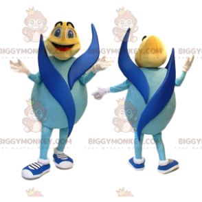 BIGGYMONKEY™ Mascot Costume Blue Man With Blue Fins –