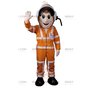 Kostým maskota astronauta BIGGYMONKEY™ s oranžovým oblečením a