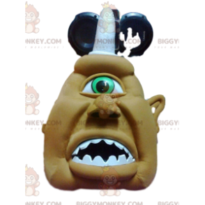 BIGGYMONKEY™ Cruel Cyclops Khaki and White Horn Mascot Costume