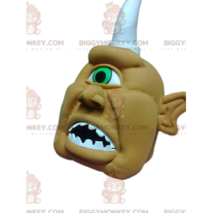 BIGGYMONKEY™ Cruel Cyclops Khaki and White Horn Mascot Costume