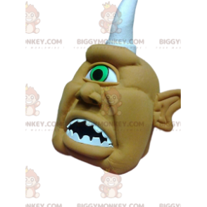 BIGGYMONKEY™ Cruel Cyclops Khaki and White Horn Mascot Costume