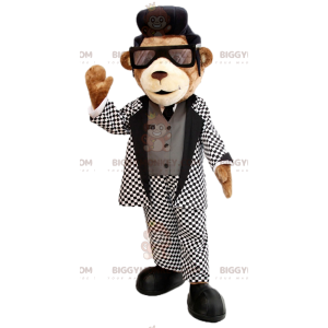 Traje de mascote de urso BIGGYMONKEY™ com roupa de rock 'n'