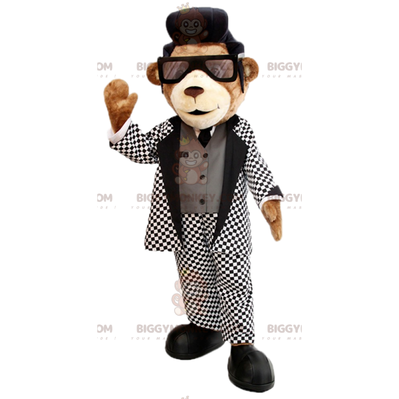 BIGGYMONKEY™-mascottekostuum met rock-'n-roll-outfit en BIGGYMONKEY™-mascottekostuum met rock-'n-roll-outfit en