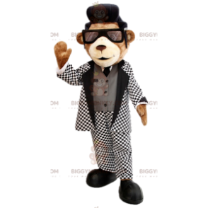 Costume da mascotte orso BIGGYMONKEY™ con abito rock 'n' roll e