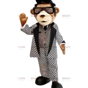 BIGGYMONKEY™ bjørnemaskotkostume med rock 'n' roll outfit og