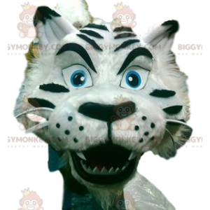 Royal White Tiger BIGGYMONKEY™ Mascot Costume With Gorgeous Fur